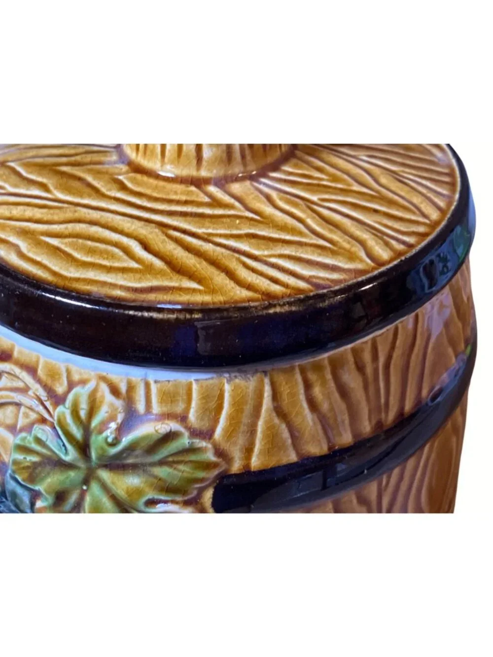 Lidded Barrel Style Snack Jar  Treat Jar Cookie Jar Grape Pattern Japan